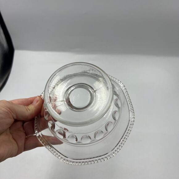 Vintage Carolina Pressed Clear Glass Hobnail Decorative Bowl Compote Dish Footed - Picture 6 of 8
